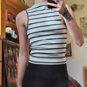 Afends Hemp Revolution Moby Hemp Striped Ladies High Neck Tank Shadow - M